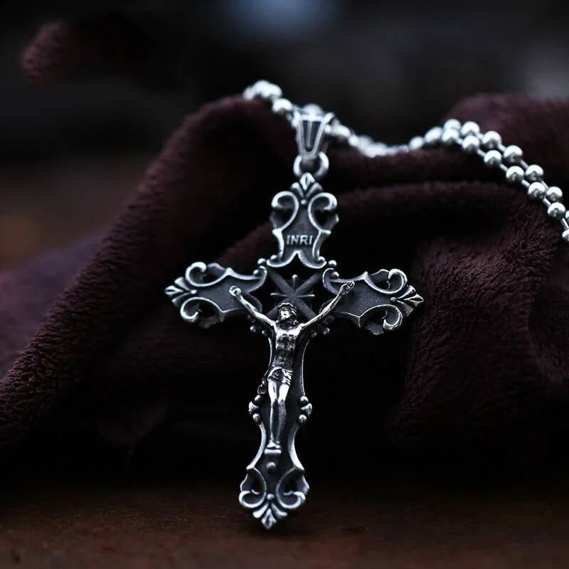 Men's 316L Stainless Steel Jesus Cross Pendant Necklace Religious Punk Jewelry LP-554 CN