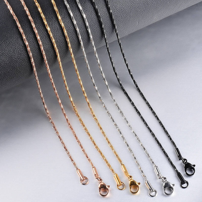 1 piece Width 1.2mm Tiny Twisted Square Snake Chain Stainless Steel Choker Necklace For Women Collier