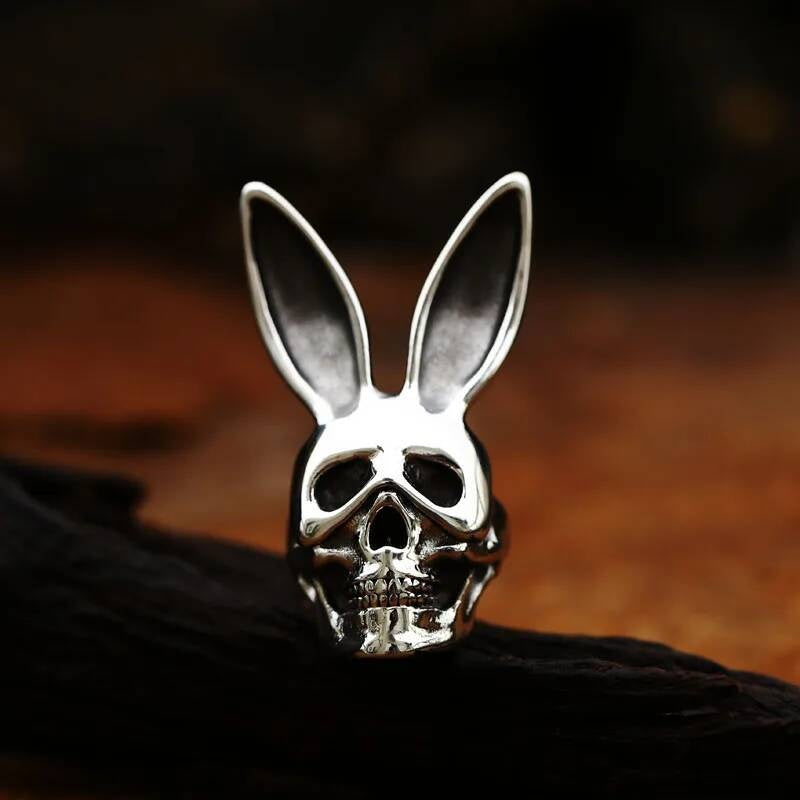 Rabbit Skull Men's Ring - Halloween Gothic Stainless Steel Biker Jewelry