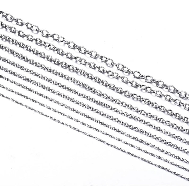 Wholesale 1Pc Width 1.5mm-6mm Stainless Steel Cross O Bulk Chain For Women Men DIY Jewelry Bracelet Necklace
