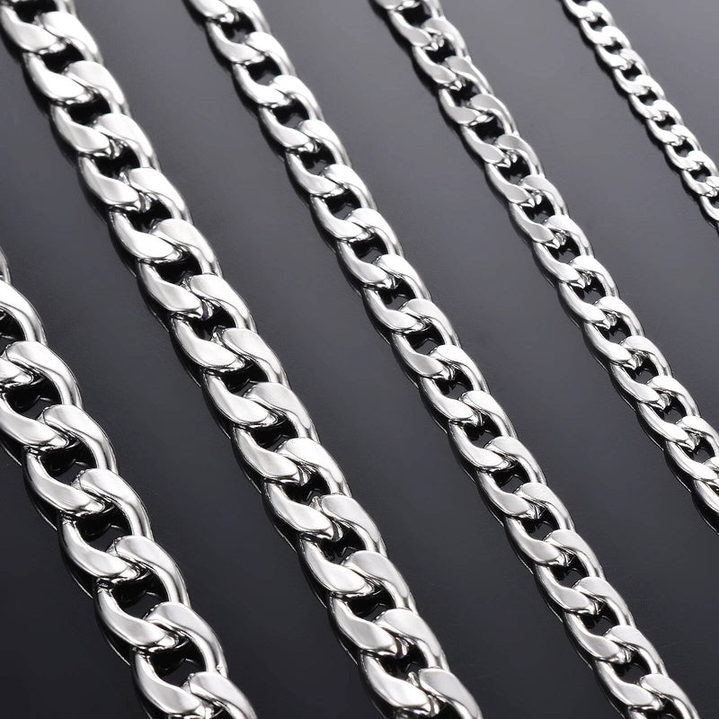 1 piece Width 3mm-9.5mm Curb Cuban Link Necklace for Men Women Basic Punk Stainless Steel Chain Chokers
