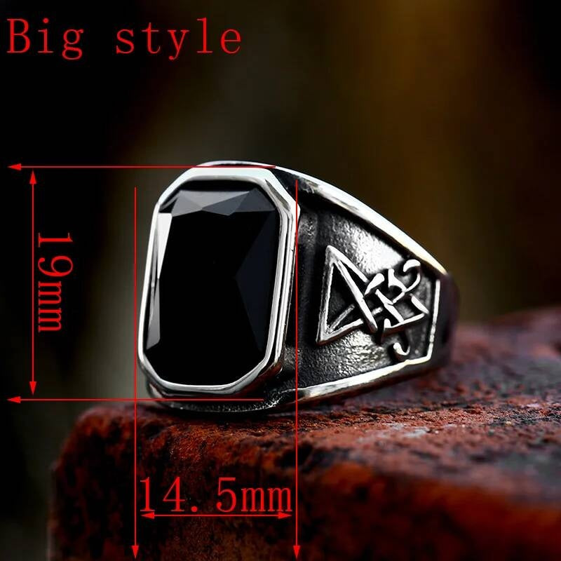 316L Stainless Steel Lucifer Sigil Ring Gothic Occult Jewelry BR8-989 Big