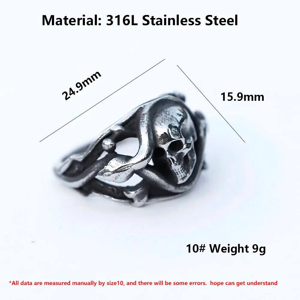 Skull Head Motorcycle Ring - Stainless Steel Hip Hop Jewelry for Teens
