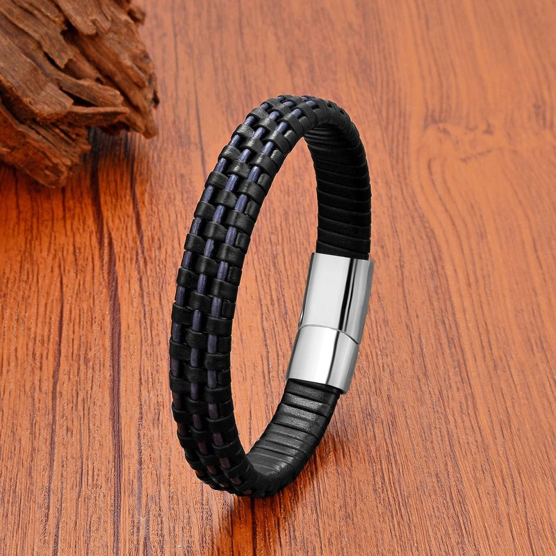 Men's Black and Red Leather Bracelet for Unique Gifts White-Style A