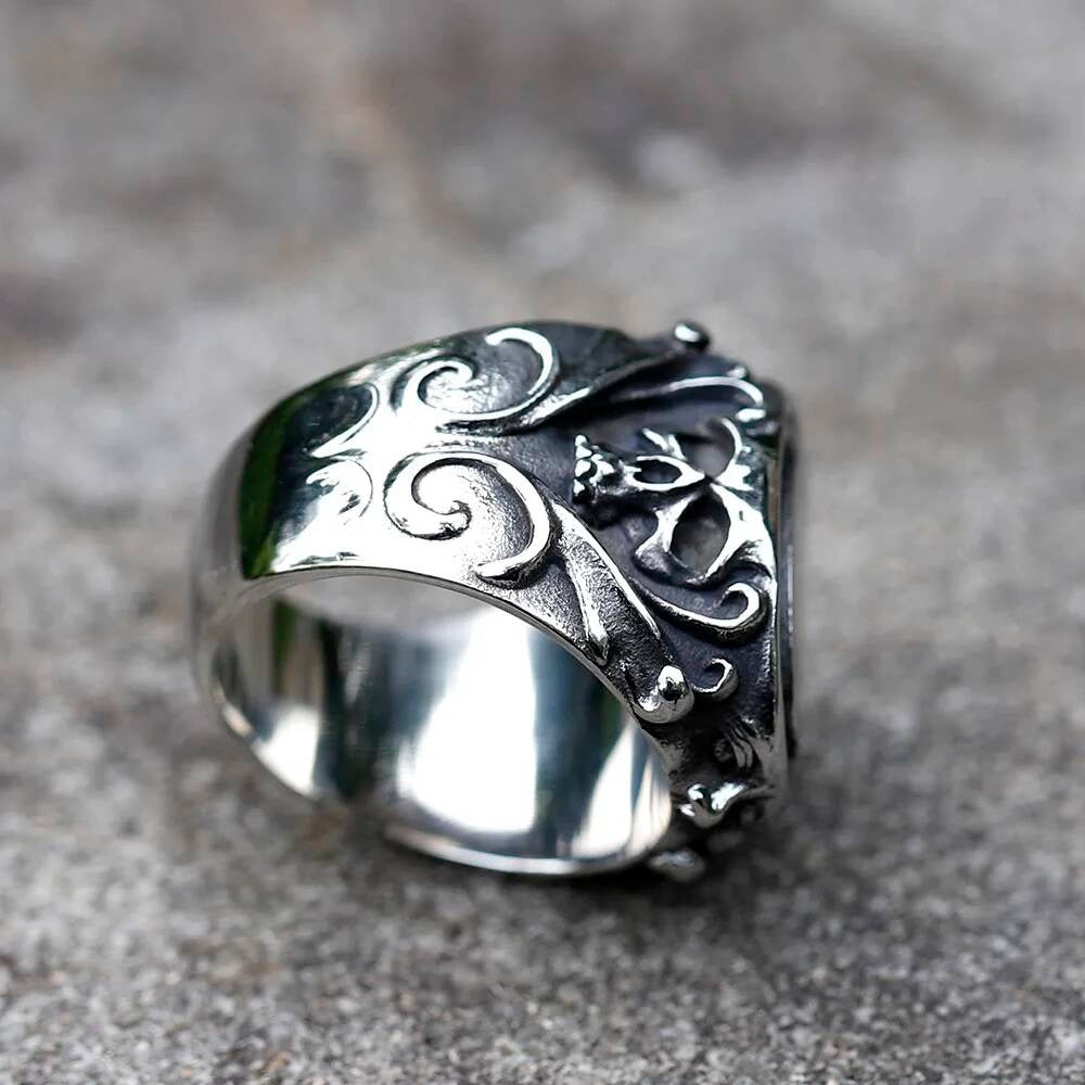 Gothic Skull Biker Ring – 316L Stainless Steel Punk Motorcycle Statement Band