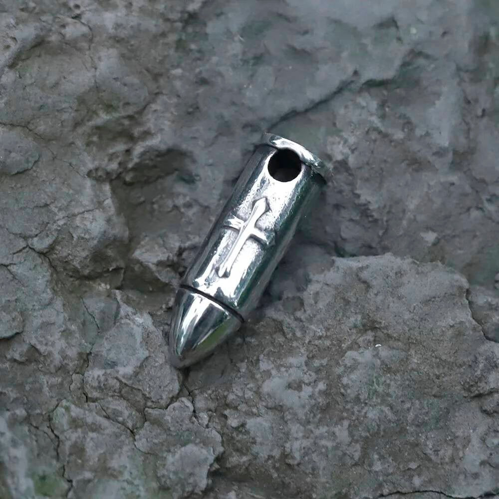 316L Stainless Steel Bullet Skull Pendant Necklace Gothic Biker Jewelry