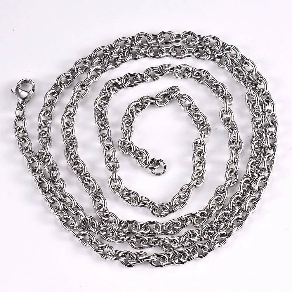 1Pc Width 1.5mm-6mm Stainless Steel Cross O Chain For Women Men DIY Jewelry Thin Bracelet Necklace