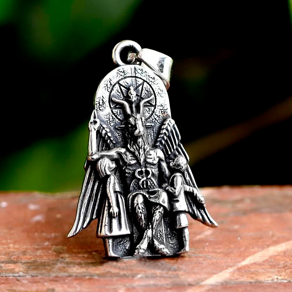 Baphomet Pendant – 316L Stainless Steel Gothic Satanic Necklace with Wings and Ritual Symbol