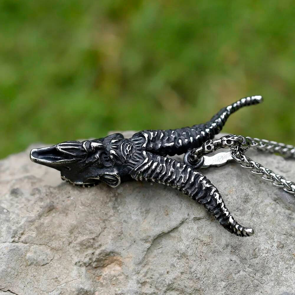 Goat Skull Horn Pendant Necklace – Gothic Baphomet Style Jewelry
