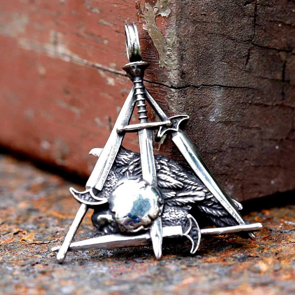 Men's 316L Stainless Steel Raven Skull Pendant Necklace