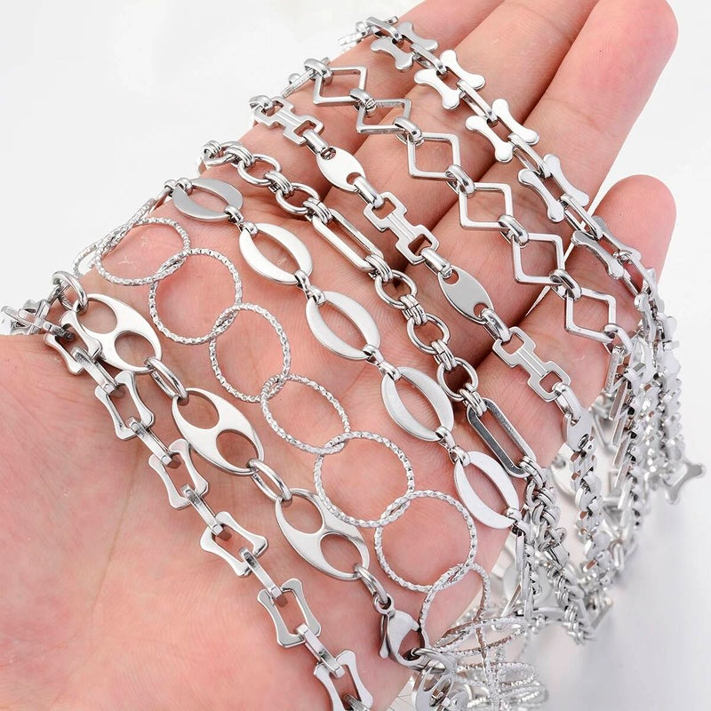 1 piece Punk Large Stainless Steel Handmade Link Chain Bracelet Necklace For Women Men Jewelry Gift Not allergic
