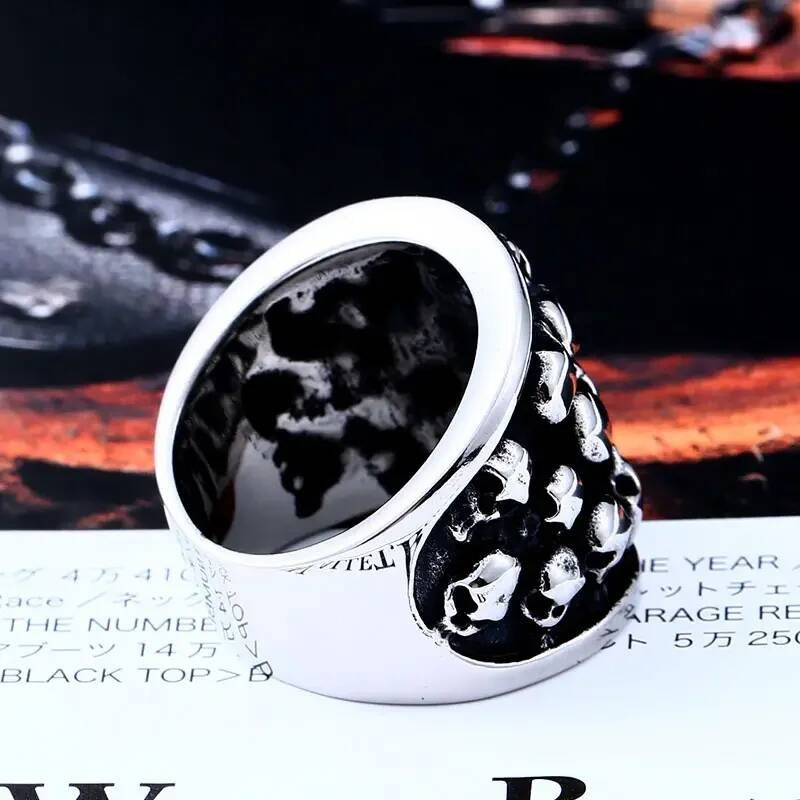Death Skeleton Ring - Heavy Gothic Stainless Steel Men's Statement Jewelry
