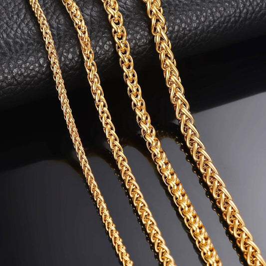 1 piece Width 3mm/4mm/5mm/6mm Gold Color Keel Link For Men Women Stainless Steel Chain Necklace
