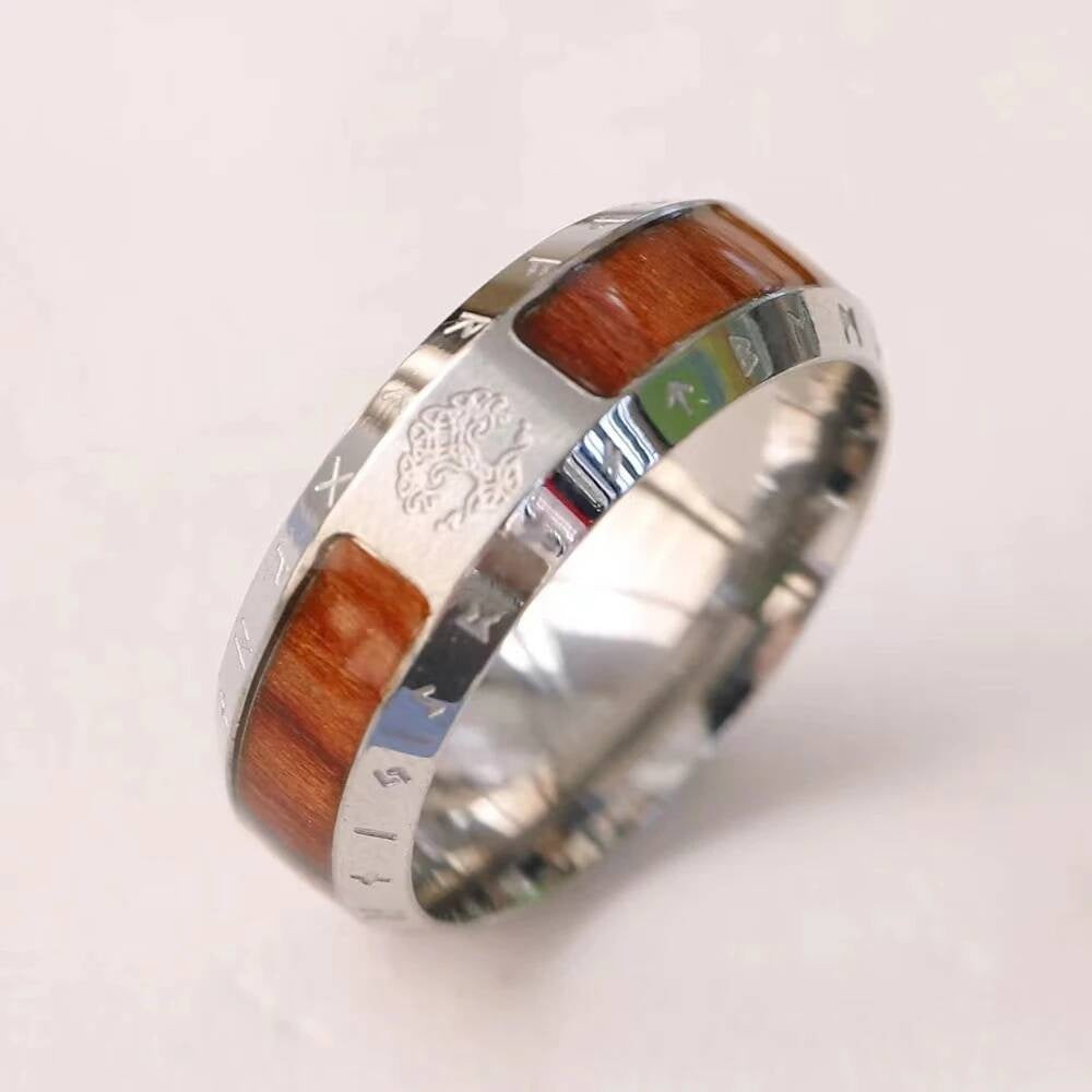 Viking Tree of Life Ring – 316L Stainless Steel Norse Amulet Band steel