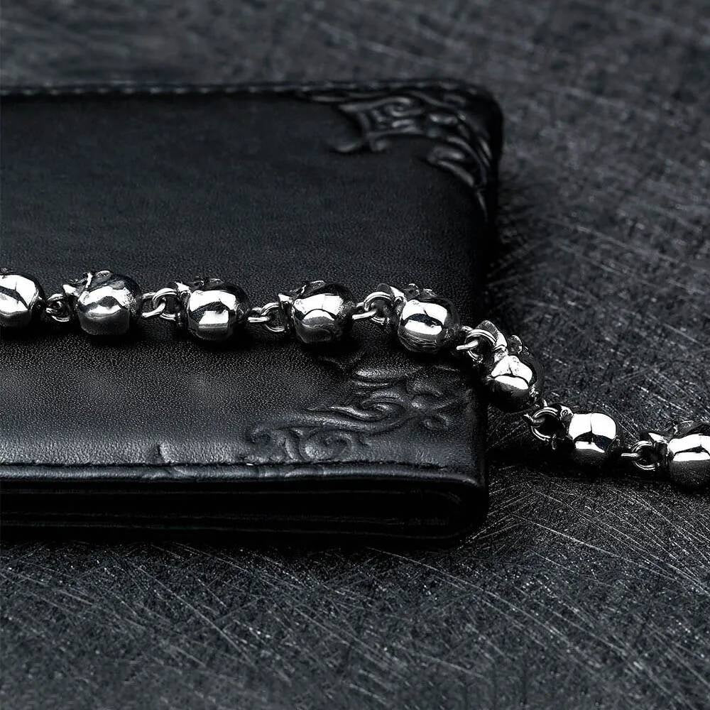 Men’s Gothic Skull Chain Bracelet – Heavy 316L Stainless Steel Punk Biker Jewelry, Rocker Style Link Bracelet