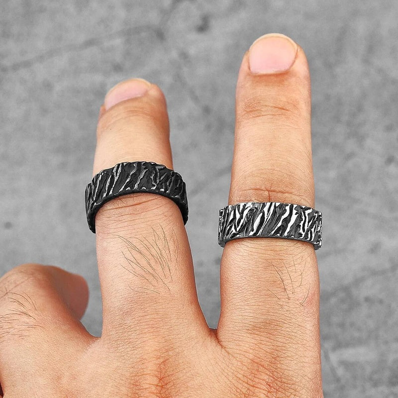 Vintage Black Volcano Ring 316L Stainless Steel Retro Jewelry for Men