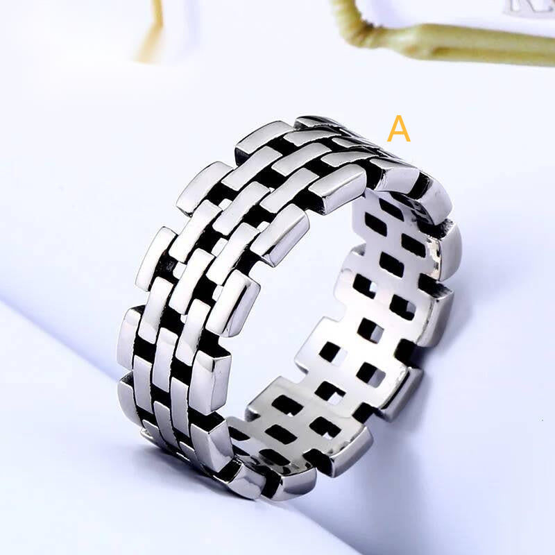 Link Chain Punk Ring - Stainless Steel Trendy Men's Rock Jewelry