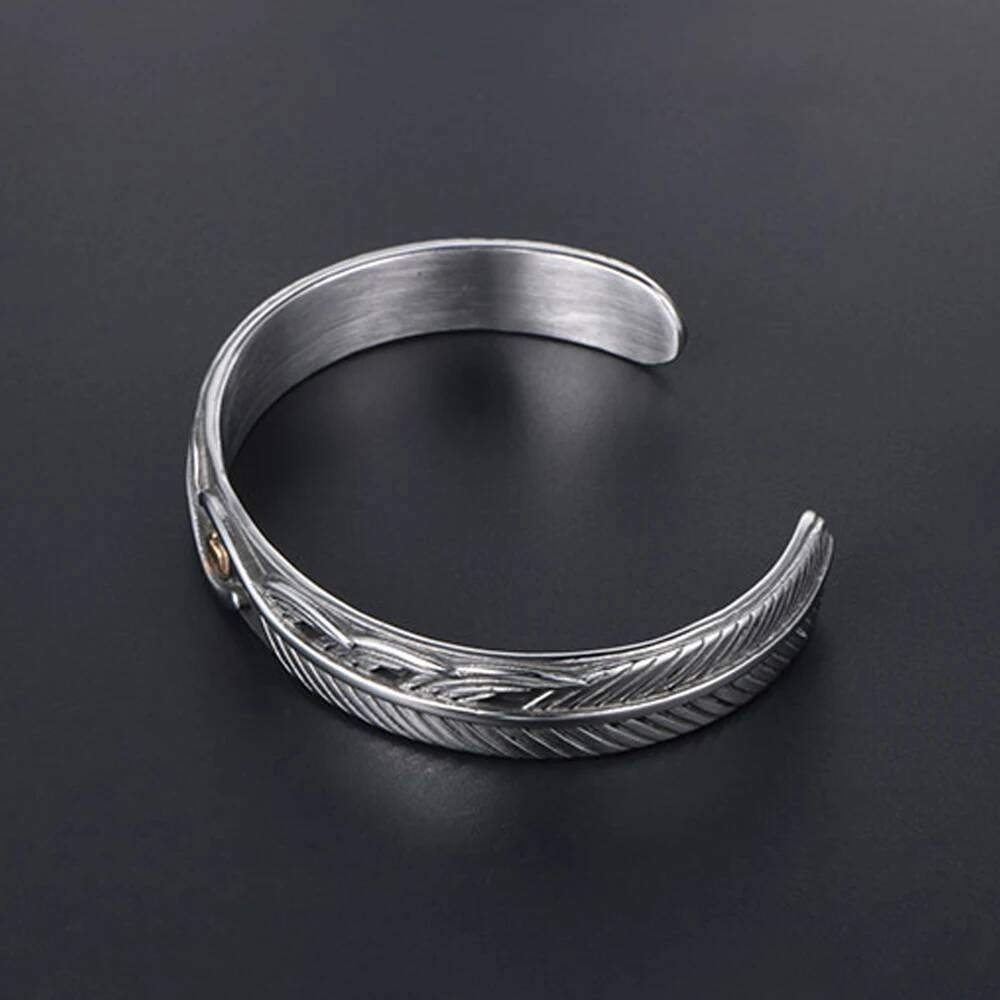 Feather Cuff Bracelet – Bohemian Style Stainless Steel Armring