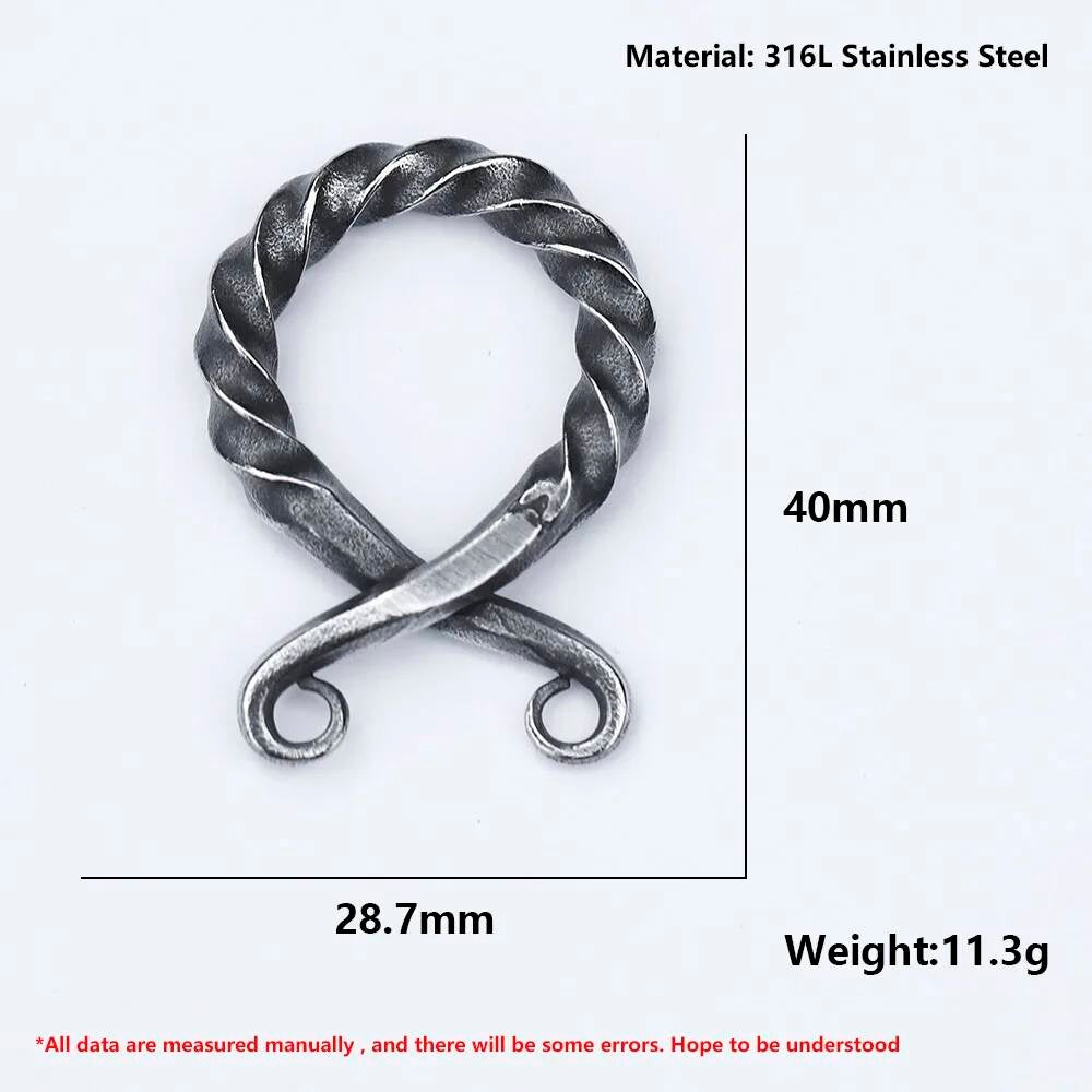 316L Stainless Steel Twisted Torque Circle Pendant Necklace Men