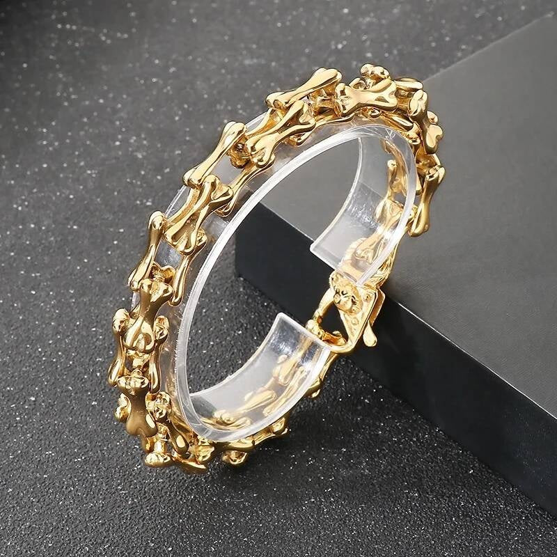 10mm Dog Bone Link Chain Bracelet For Men Punk Street Culture Fashion Jewelry Gold Color 22cm