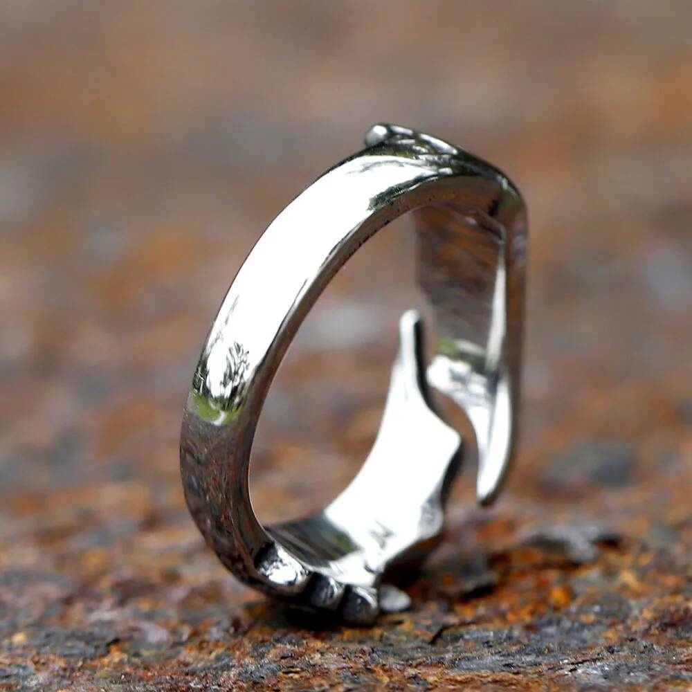 Boho Feather Wing Ring – Antique 316L Stainless Steel Statement Jewelry