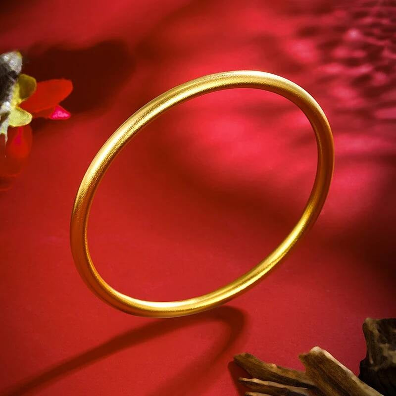 4MM Gold Plated Stainless Steel Bangle Bracelet – Classic Round 316L Polished Cuff for Women
