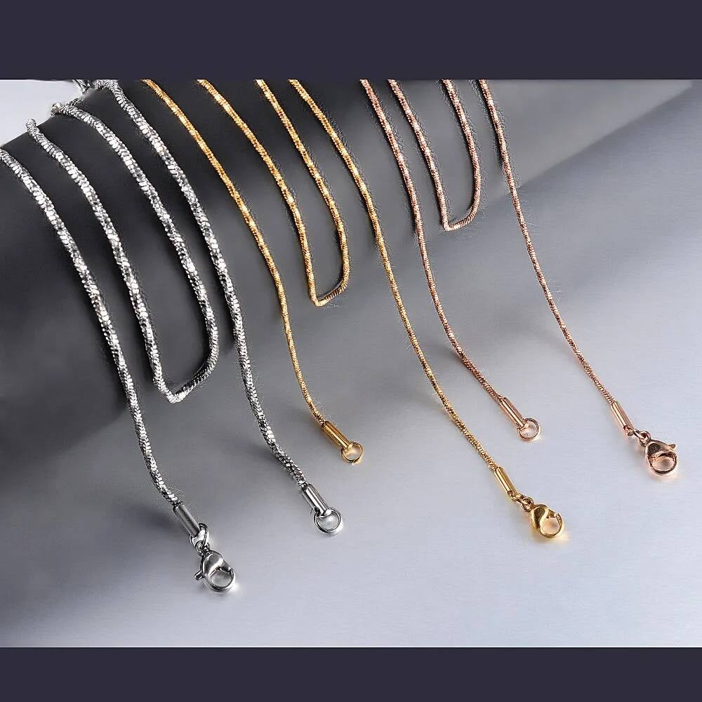1 piece Width 0.9/1.2/1.5mm Tiny Twisted square snake Necklaces Jewelry Stainless Steel Choker Necklace For Women Collier