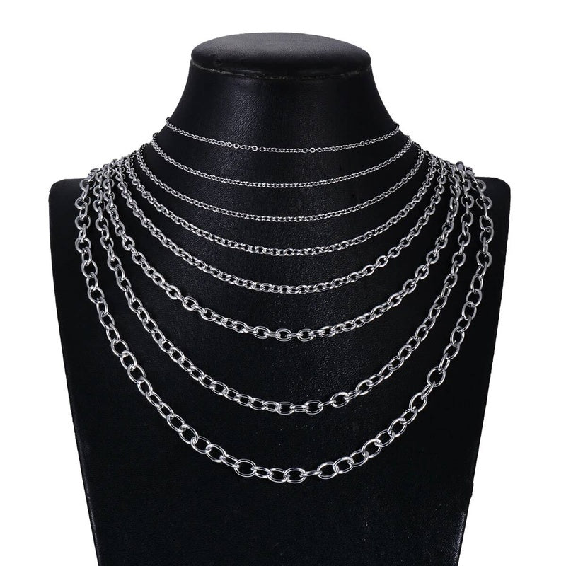 Wholesale 1Pc Width 1.5mm-6mm Stainless Steel Cross O Bulk Chain For Women Men DIY Jewelry Bracelet Necklace