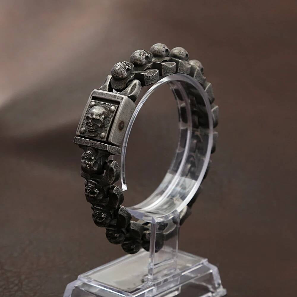 Vintage Gothic Skull Link Bracelet for Men 316L Stainless Steel Punk Biker Rock Chain Jewelry