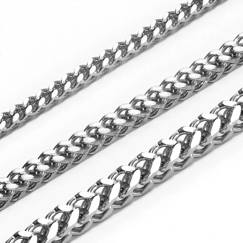 1Pc Size 3mm-5mm Gold/Sier Color 316L Stainless Steel Franco Fox tail Chain Necklace Women Men Jewelry Gift Dropshipping