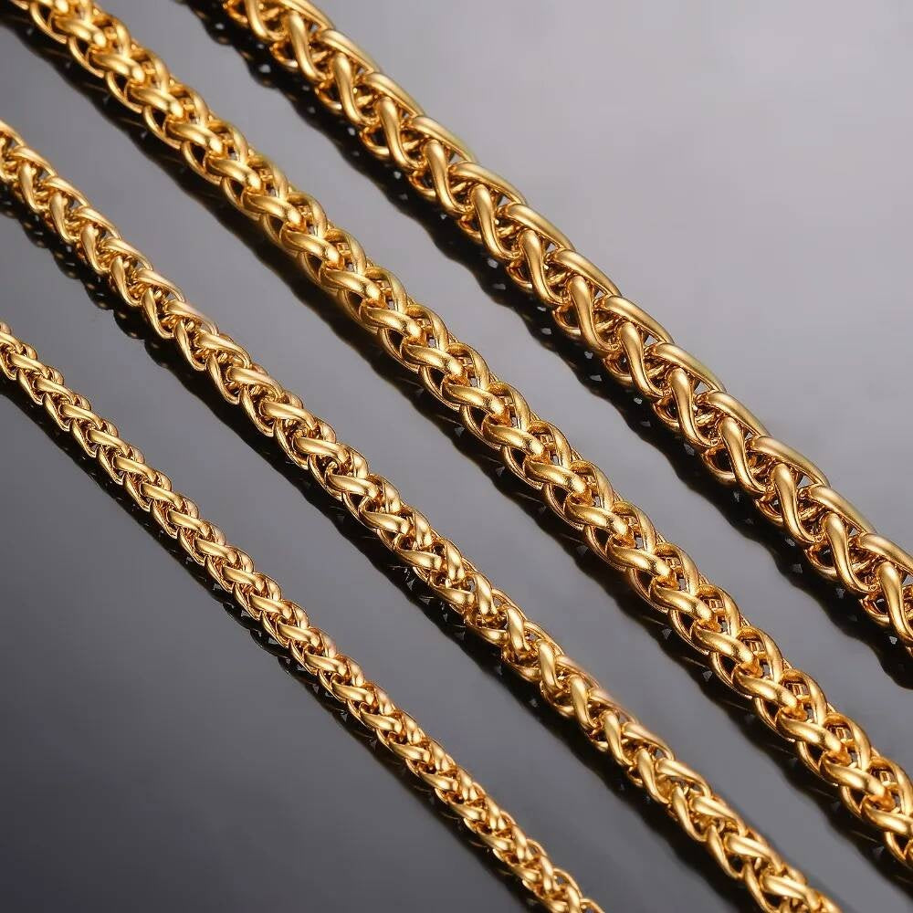 1 piece Width 3mm/4mm/5mm/6mm Gold Color Keel Link For Men Women Stainless Steel Chain Necklace