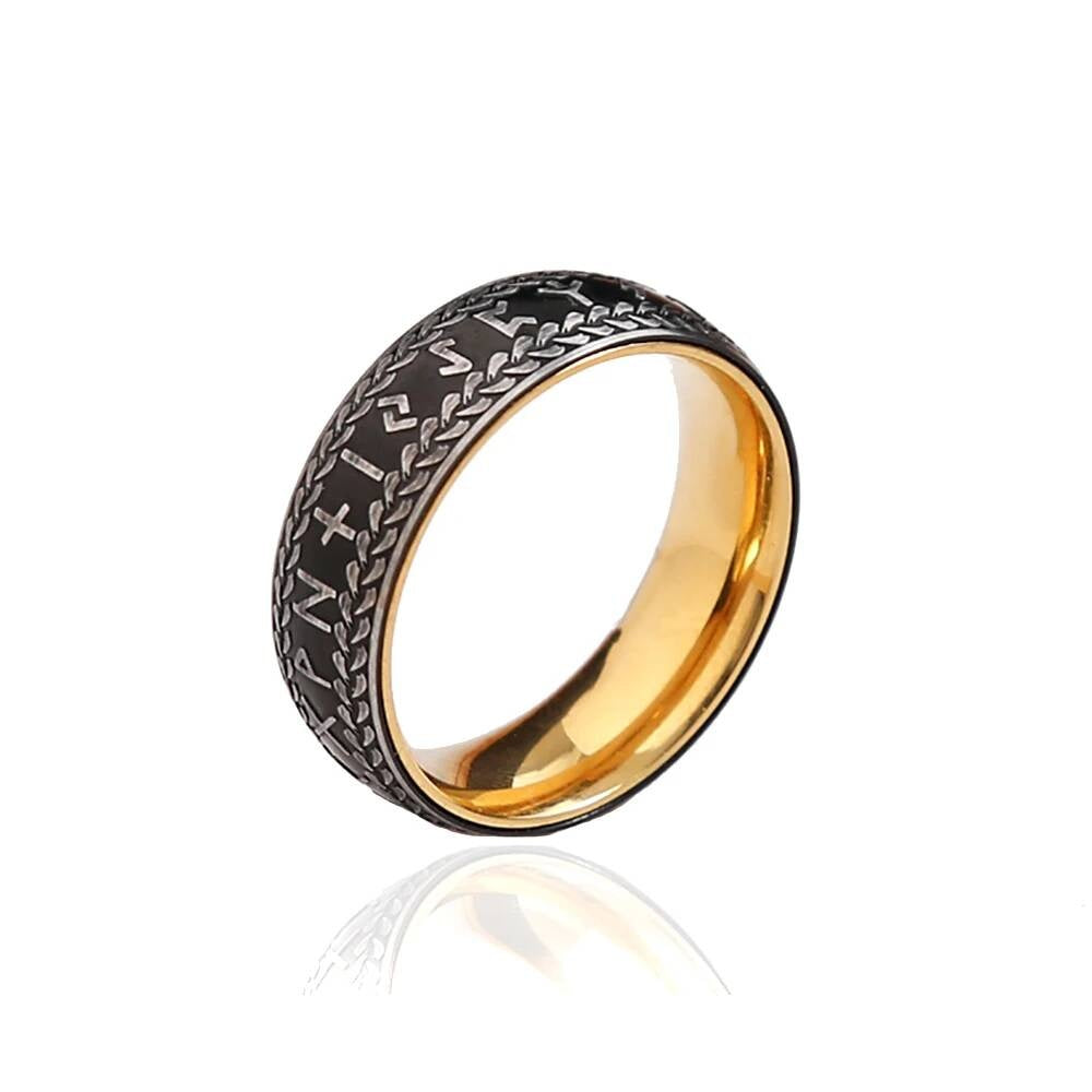 Vintage Viking Rune Ring – 316L Stainless Steel Norse Amulet (Unisex) Style B