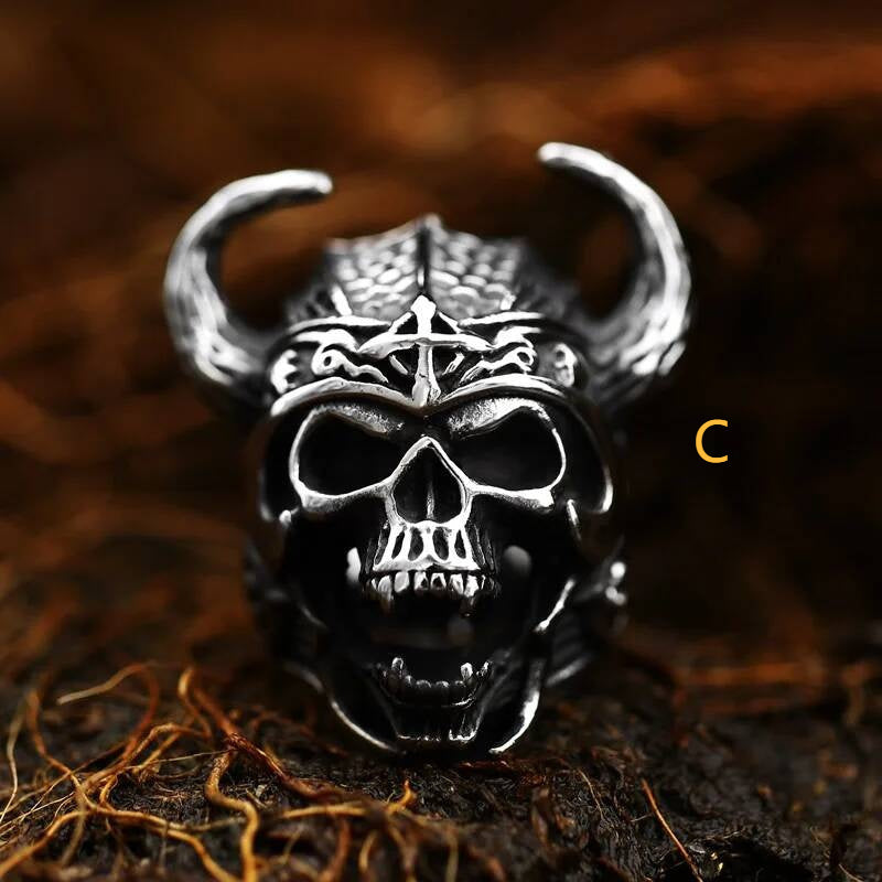 Domineering Goat Skull Ring – 316L Stainless Steel Gothic Statement Band