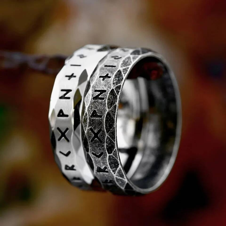 Vintage Viking Rune Ring – 316L Stainless Steel Unisex Norse Amulet