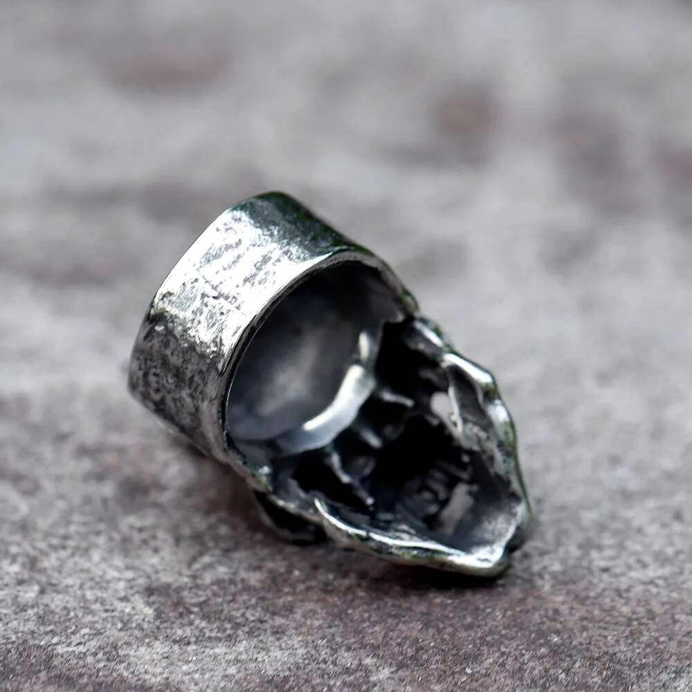 Horned Satan Skull Ring – 316L Stainless Steel Gothic Biker Accessory