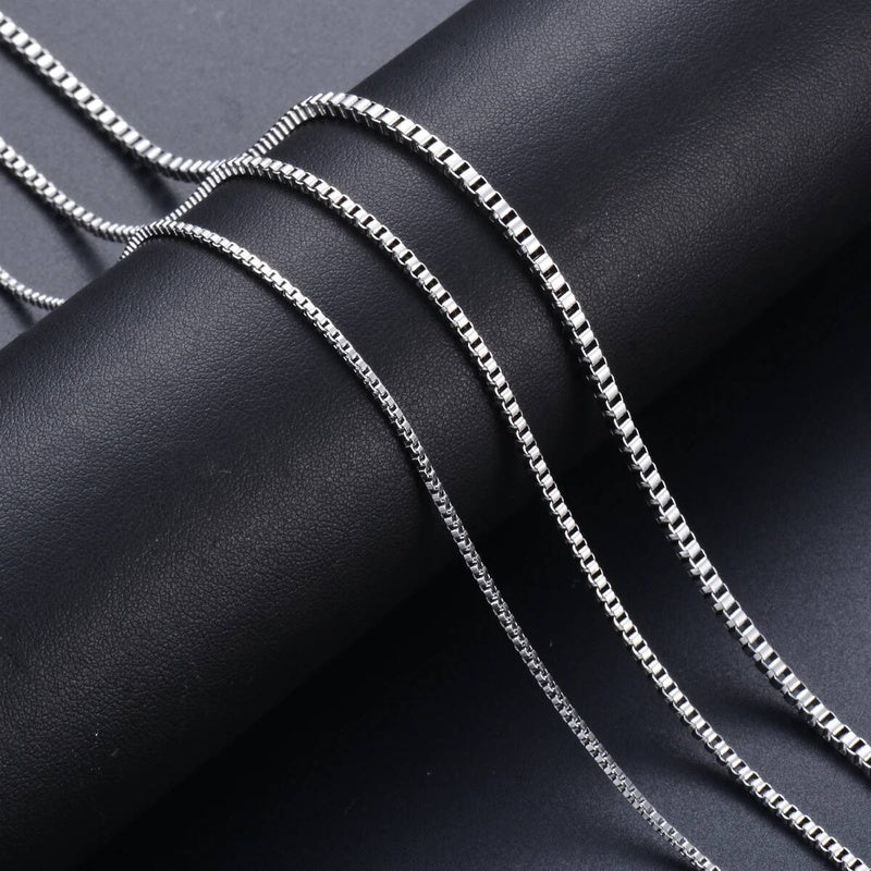 Stainless Steel Box Chain Necklace DIY Jewelry Findings Making Men Women Wholesale Link Chains Accessories 1.5mm 2mm 2.5mm 3mm