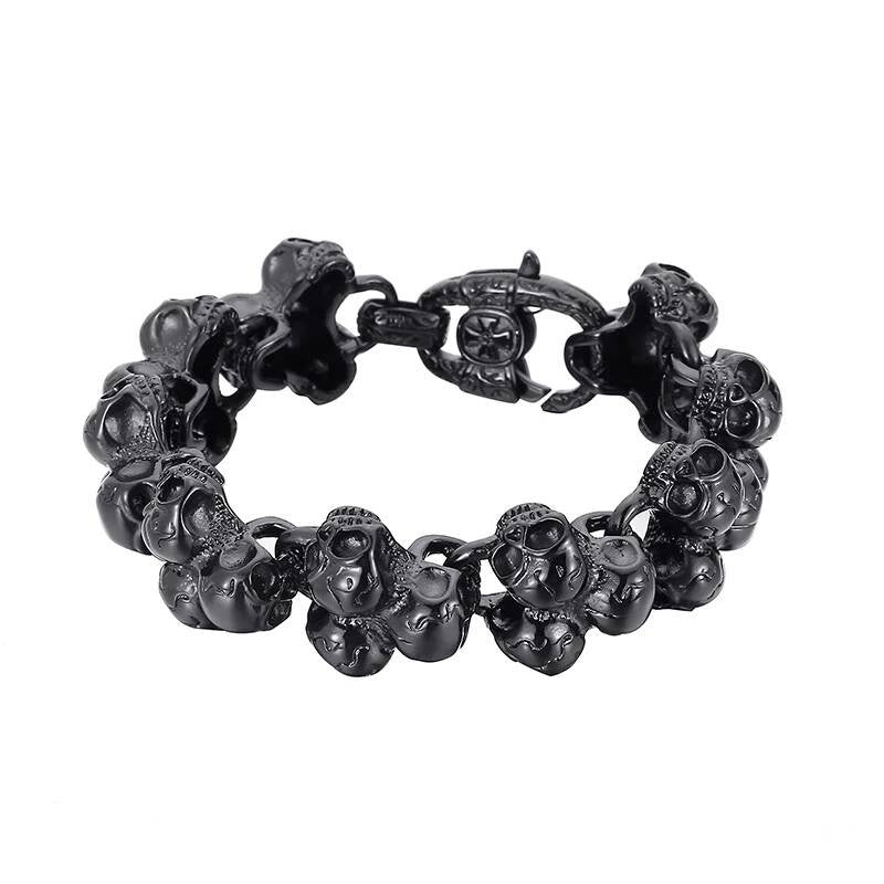 Steampunk Skeleton Bone Bracelet Men Devil Jewelry Dancing Decoration Black Color 22cm