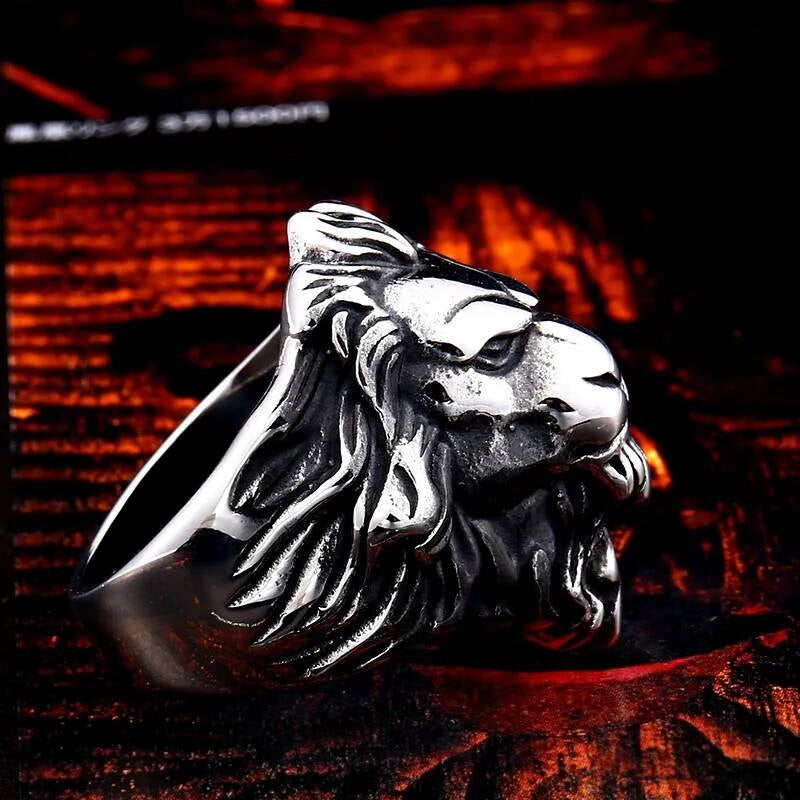 Lion Head Ring – Gothic Punk Stainless Steel Fierce Animal King Jewelry