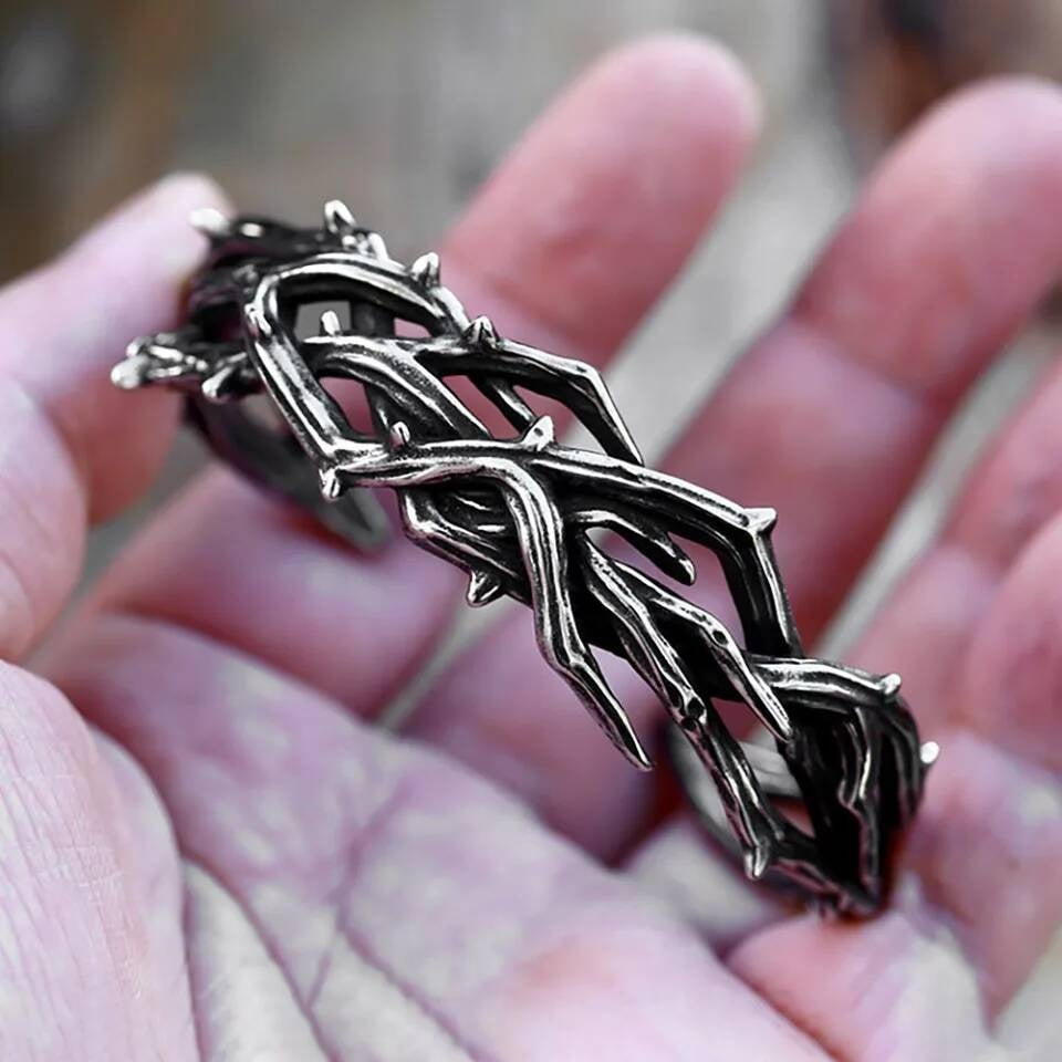 Thorn Bracelet – Gothic Punk Stainless Steel Bangle Inspired by Nature