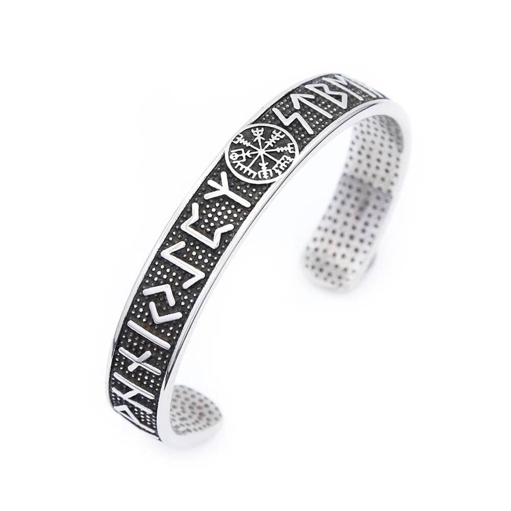 Viking Rune Bracelet – Nordic Stainless Steel Cuff Bangle Style B