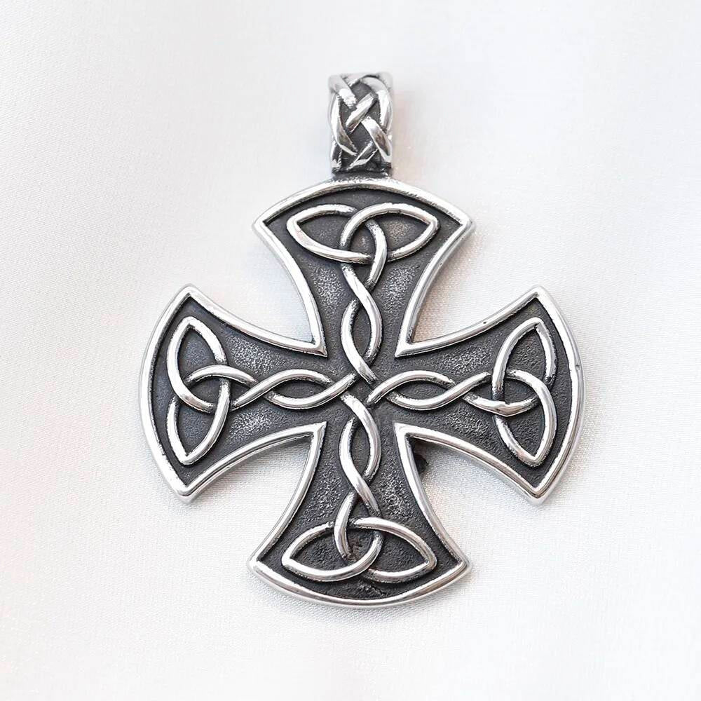 Celtic Cross Pendant Necklace – Stainless Steel Norse Knot Jewelry