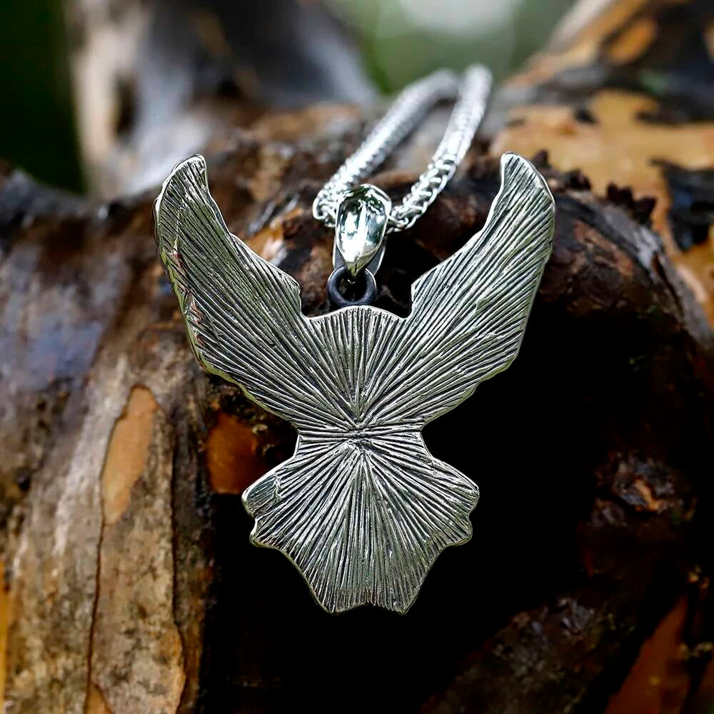 Men’s Stainless Steel Eagle Skull Pendant Necklace Biker Gothic Jewelry