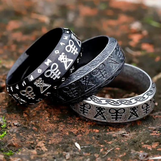 Lucifer Seal Signet Ring – 316L Stainless Steel Gothic Pagan Statement Band