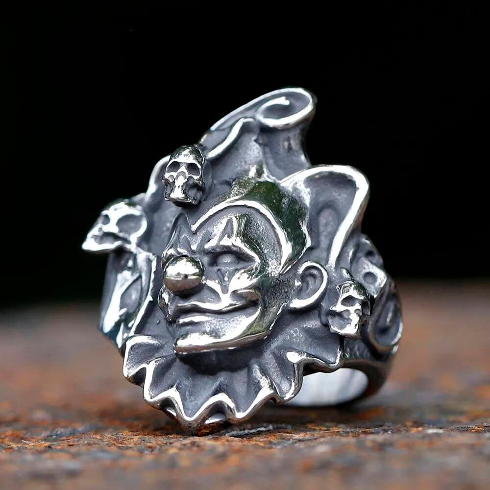 Joker Skull Ring - Stainless Steel Punk Biker Movie Inspired Men's Jewelry
