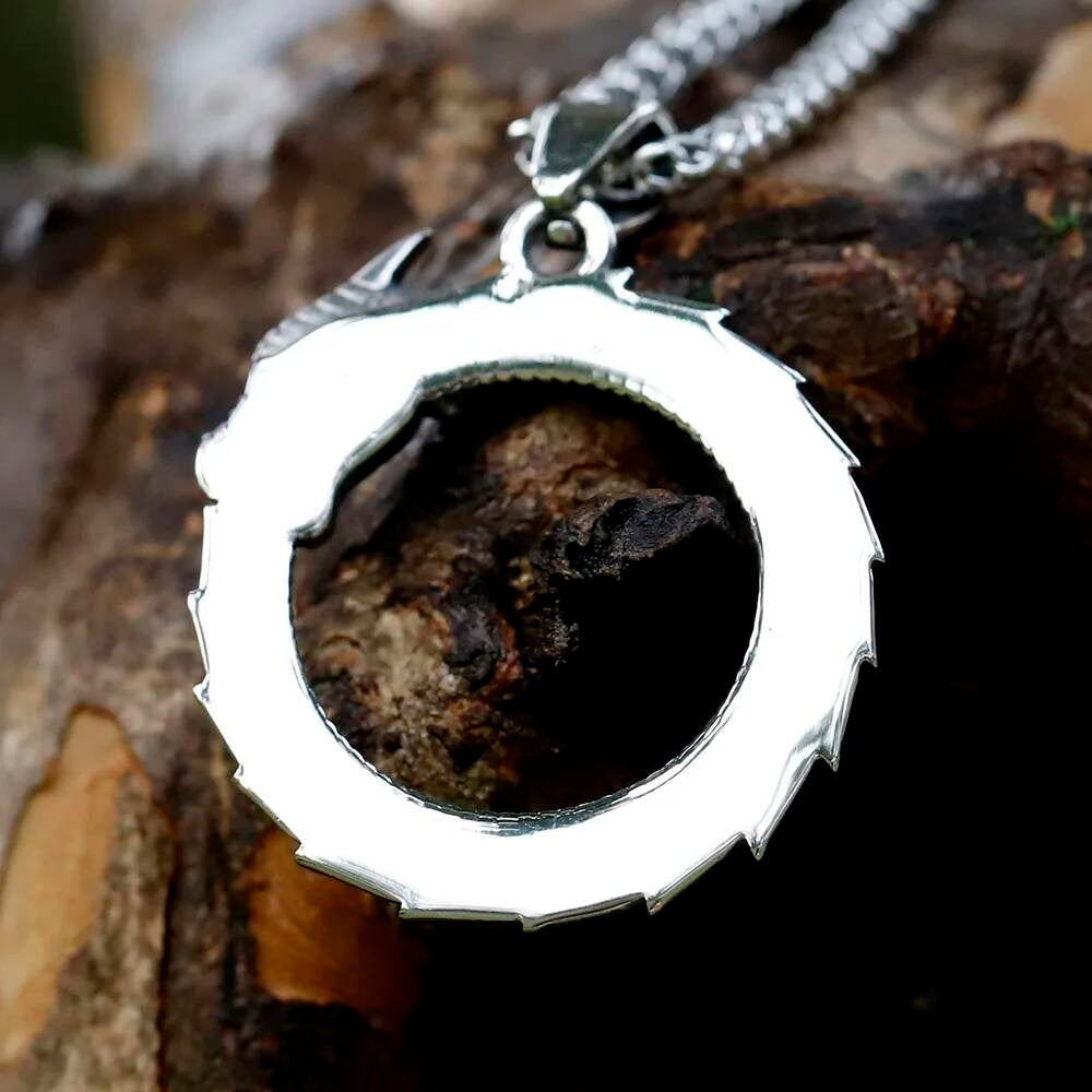 Ouroboros Dragon Pendant Necklace – Silver Dragon Ring Amulet