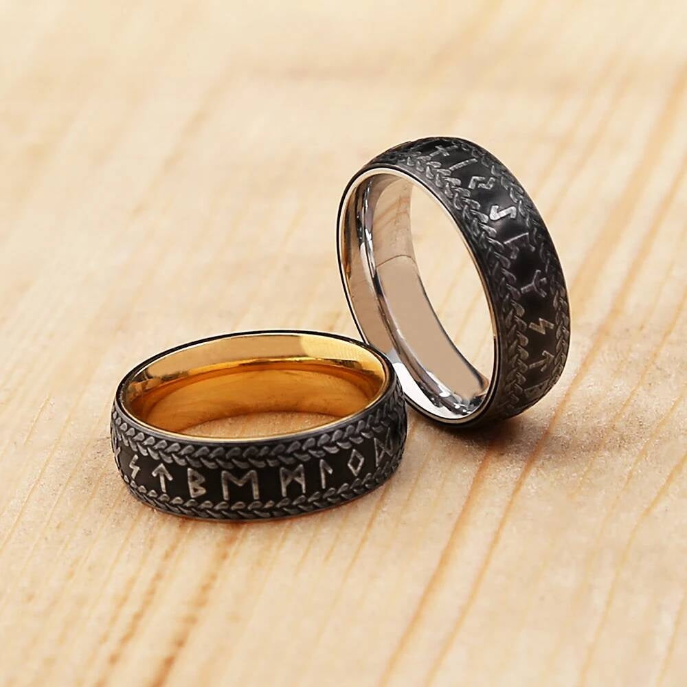 Vintage Viking Rune Ring – 316L Stainless Steel Norse Amulet (Unisex)