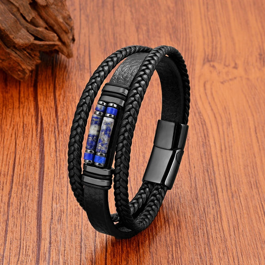 Trend Natural Stone Beads Bracelets Bohemia Jewelry Vintage Multilayer Leather Chain Friendship Bangles Boyfriend Gifts
