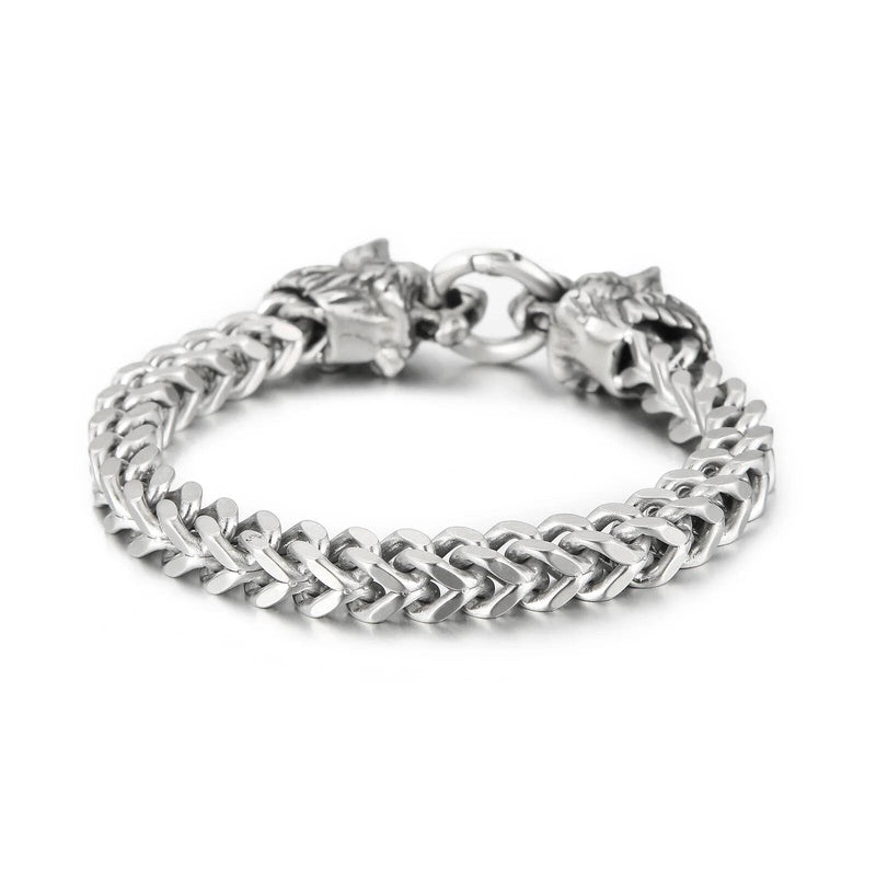 8mm Wolf Chain Bracelet Men Stainless Steel Retro Jewelry