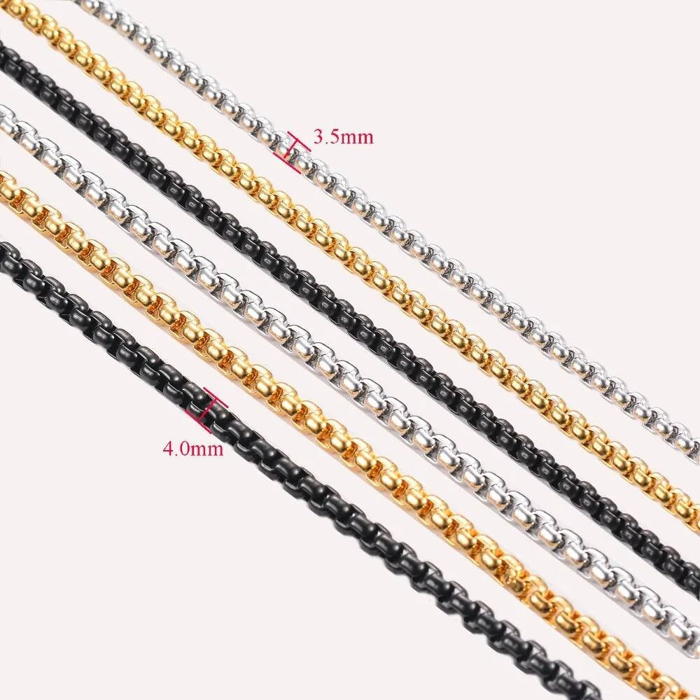 1 piece 3.5mm/4mm Stainless Steel Square Pearl Chain figaro chain necklace for Pendant Men Women Necklace Jewelry