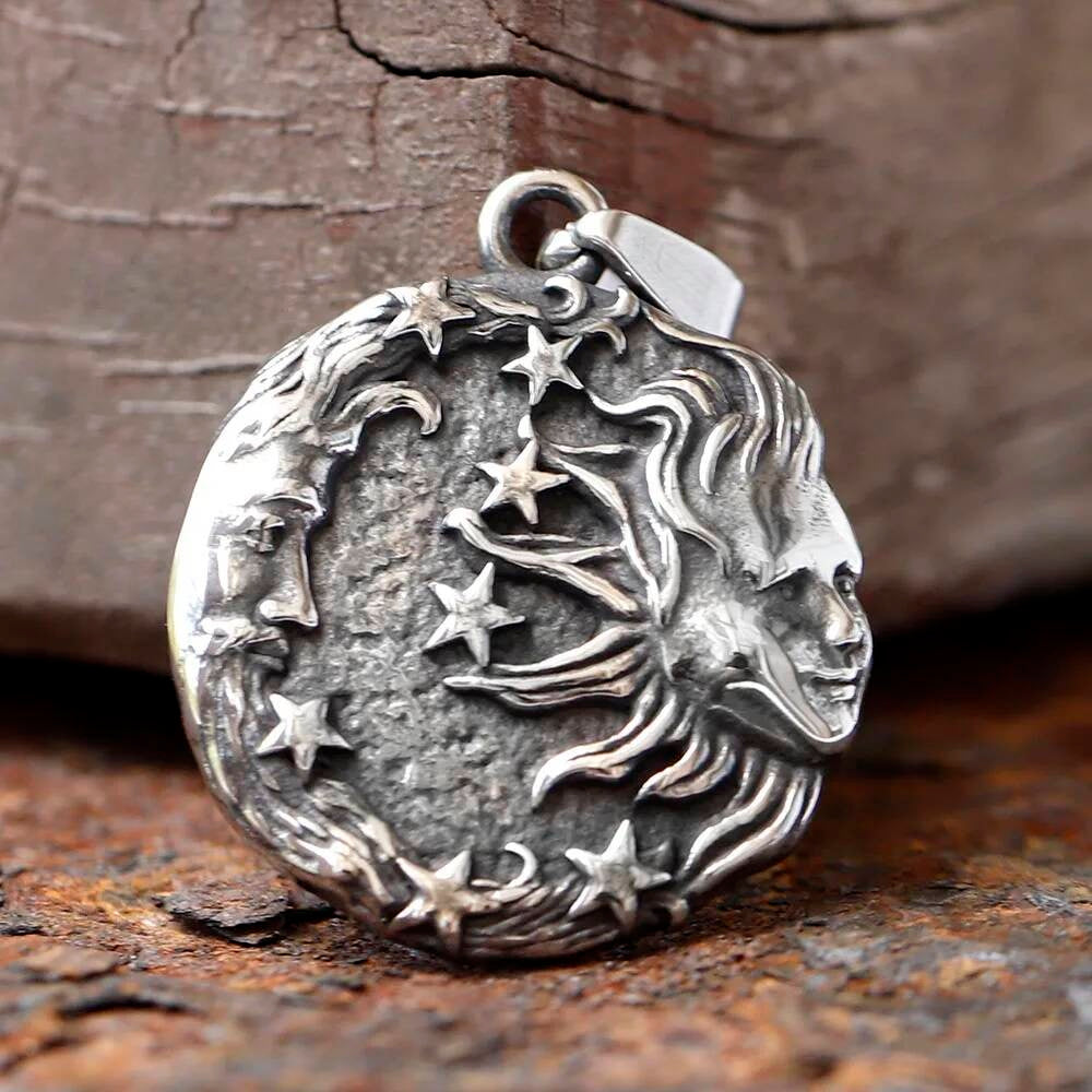 Sun and Moon Pendant Necklace – Stainless Steel Celestial Jewelry